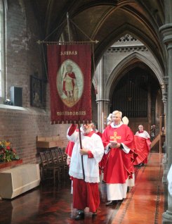 The Banner of St Alban Leading the Concelebrants in the Entrance Procession, St Alban's Day 2015